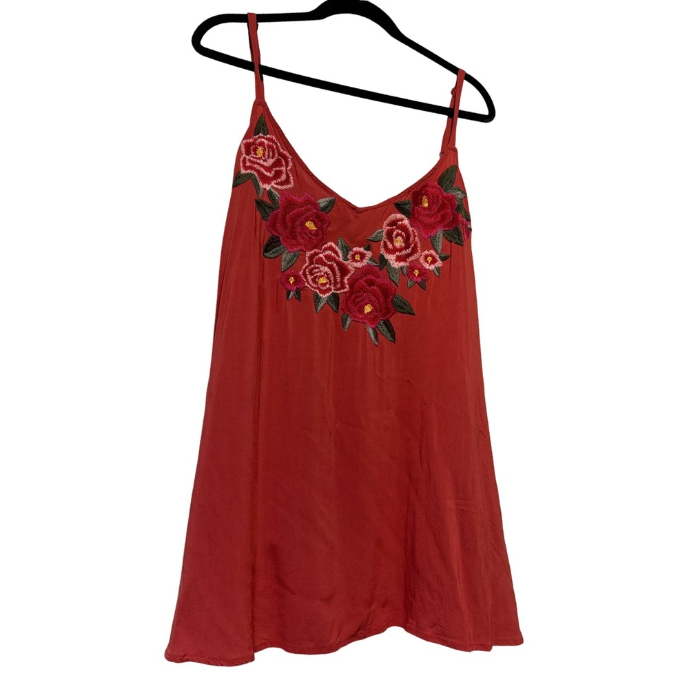 Torrid Red Floral Embroidered Spaghetti Strap Cami Top Women's Torrid‎ Size 3